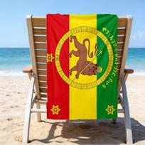 Ethiopian Flag With Lion And Stars Microfiber Beach Towel, Lightweight And Quick-Dry, for Summer Travel, Beach Essential, Swimming Pool Outdoor 70cmx140cm(27x55inch)