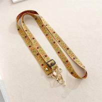 Adjustable Length Crossbody Phone Strap Flower Pattern Embroidery Phone Keychain Strap  for Phones chaki