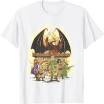 Dungeons & Dragons Group Shot Flame Portrait T-Shirt S balta