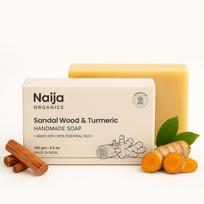 Naija Organics Sandalwood & Turmeric Natural Bath Soap | Skin Brightening, Deep Moisturizing, Chemical-Free, Handmade Soap| Haldi & Chandan Body Soa