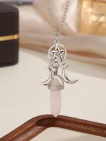 Triple Moon and Star Pendant Necklace - Light Luxury Jewelry balta