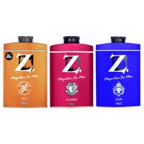 Z Magnetism Classic, Icon & Zest Deodorizing Talcum Powder for Men | Signature Woody, Spicy & Citrusy Fragrance | Fights Body Odor with Lasting Fre