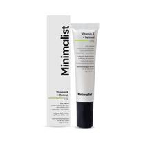 Minimalistinis K vitamino + Retinalio 0,1% paakių kremas | Mažina tamsius ratilus, raukšles ir smulkias raukšleles | Su kofeinu nuo paburkimų | Moterims ir vyrams | white