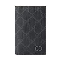 GUCCI Supreme Canvas Card Holder Mens Black Burgundy Basic Set (Bag + Dustproof Bag)