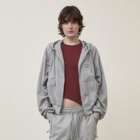 [Matinkim] Sleeve String Detail Hoody Zip Up S