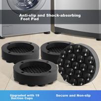 Washing Machine Foot Pads, Universal Anti-Vibration Suction Cups, Non-Slip Height-Increasing Pads, Shock-Absorbing, Noise-Reducing, Buffering, 4-Pack
