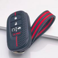 Anti Slip Car Key Protector for Honda Civic Accord Inspire HRV CRV Pilot Odyssey ZR with Keychain Honeycomb Texture Racing Stripe Remote Key Protector juoda