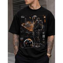 Men's Oversized Cyberpunk Graphic T-Shirt with Futuristic Runner Print, Soft Cotton Blend, Short Sleeve Crew Neck for Streetwear & Casual Wear S juoda