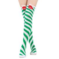 Striped Thigh High Stockings Bow Long Stockings for Cosplay,Halloween,Christmas
