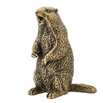 Metal Animal Sculpture Antique Screaming Groundhog Miniature Statue Home Office Tabletop Display Decorative Piece Gift 1