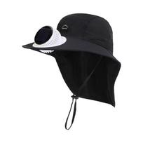 Wide Brim Solar Powered Fan Hat USB Charging Sunshade Cap Creative Fisherman Hat  Summer juoda
