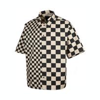 Vans OFF THE WALL HYBRID CHECKER Marškiniai Vyriški Juodi Balti VN000HZWDLR L beige