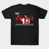 Men Black Print T-shirt João Félix Typography Stroke No-Cut Transfer Paper Print Cotton Tshirt 2XL juoda