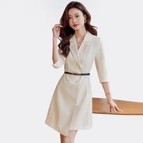 Women's Elegant Seven-Sleeve Blazer Dress L abrikosas