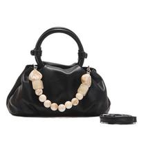 ANA McQueen Marble Strap Fluffy Clutch Handbag (2-Way) (Black)