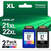 Pack 2 cartouches compatibles HP 21XL (noir) + 22XL (tricolore) — pour DeskJet/OfficeJet (3940, D2360, F380...)