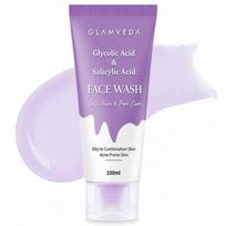 Glamveda Glycolic Acid & 0.05% ww Salicylic Acid Anti Acne face wash | For Oily & Acne Prone Skin | Oil balancing, Deep Cleansing | No Paraben, SLS