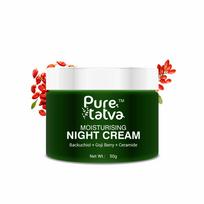 Pure Tatva Moisturising Night Cream with Bakuchiol, Goji Berry & Ceramide | Natural Retinol Alternative | Anti-Ageing, Anti-Wrinkle, Deep Nourishme