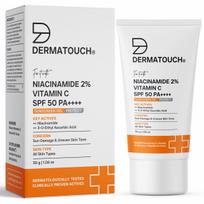 DERMATOUCH Niacinamide 2% Vitamin C SPF 50 PA++++ Sunscreen Gel - Broad Spectrum UVA/UVB Protection | Less White Cast | Fragrance-Free | For All Sk