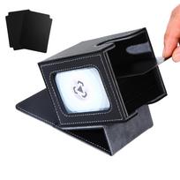 Venssu Deck Trading Card Card Display Compatible with Trading Card Holds 100 Double and Triple Sleeve Vertical Includes 2 Dividers and 1 Top Leather