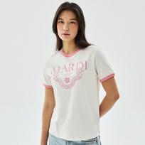 [mardimercredi] Classique Slim Ringer T-Shirt in Cream Indian Pink F