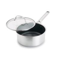 Greenpan 18cm Saucepan with Glass Ceramic No Harmful Textured Surface 2.0L Lid, IH/Gas Compatible, Coating, PFAS-Free, Substances,