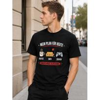 Men's Black Short Sleeve T-Shirt with German Gaming Graphic, Crew Neck, Soft Cotton Feel, Relaxed Fit for Casual Daily Wear or Lounge Days S juoda