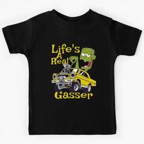 Hot Rod Gasser Cartoon Outlaw Drag Racing Blown Street Car Kids T-Shirt 110