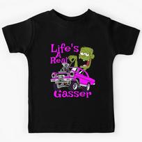 Hot Rod Gasser Cartoon Outlaw Drag Racing Blown Street Car Kids T-Shirt 140