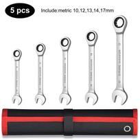 Ratcheting Wrench Set Metric and Standard 12-Point Box End Combination Spanner Gear Wrench Garage Tool Set,CR-V Full Polished