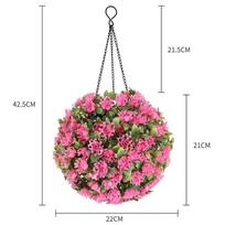 Round Ball Grass Ball Decorative Lights Fake Grass Artificial Flower Balls  Ceiling Hanging rožinė