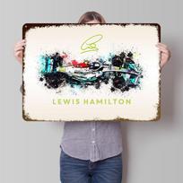 Lewis Hamilton Car  Poster Customized Vintage Metal Signs Wall Art Retro Tin Plaque for Office Decoration Gaming Wand Deko 20x30cm（7.8x11.8inch）