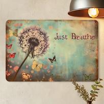 D Flat pc of Inspirational Dandelion Metal Wall Art Just Breathe Introduction Vintage Decorative Tinplate Multipurpose 20x30cm（7.8x11.8inch）