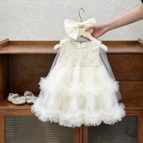 Girls Sequin Sleeveless Cake Dress Baby Tutu Princess Party Gown Vest Skirt For Kids 100cm rožinė