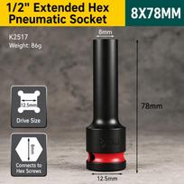 Inner Recessed Hexagon Impact Socket Thickened Extended Body Air Sleeve  Household Bolt Handling 8mm