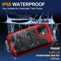 IP68 Waterproof Case for IPhone Air 17 16 15  Plus Pro Max  Aluminum Metal Shockproof Heavy Duty Glass Screen iPhone17 raudona