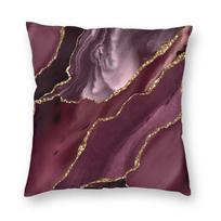 Burgundy Maroon Geode Agate Cushion Covers Sofa Living Room Marble Texture Square Throw Pillow Case 40X40Cm Peach skin 18*18(CM)-1Pcs