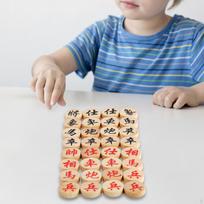 32 vnt. medinės šachmatų figūros, Xiangqi žaidimo figūros, Kinų žaidimas, Tradicinės Xiangqi figūros