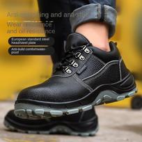 Labor Insurance Shoes Anti-smashing and Anti-piercing Cowhide Wear-resistant Construction Site Workshop Anti-compression Safety Work Shoes 36