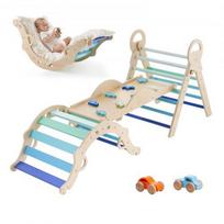 Laipiojimo žaislų rinkinys 9-in-1 Montessori vidaus, 1950x598x745 mm, mėlynas, masyvi mediena