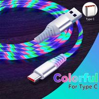 USB C greito įkrovimo laidas,  Švytintis įvairiaspalvis