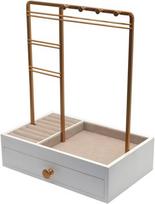 Papuošalų organizatorius su stovu ir veidrodėliu 20x28x12cm baltas — auskarų dėžutė, vėrinių kabykla, laikrodžių dėžutė, kosmetinio priedai, kosmetikos organizatorius, apyrankių stovas, drabužinės įranga