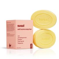 Susal 2% Salicylic Acid & Sulfur (Sulphur) Soap for Back & Body Acne, Strawberry Legs & Blemishes (Pack of 2) | Suitable for All Skin Types | 75 Gm beige