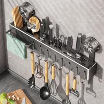 MUYA Suction Cup Stainless Steel Knife Rack Storage Rack 2025 New Multifunctional Kitchen Knife and Chopsticks Holder Integrated Organizer