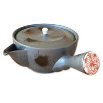 Stylish stainless steel teapot with tea made in Japan black glaze with red built-in strainer, (Arita ware/Hasami ware), pattern, 240ml. pilka spalva
