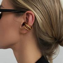 Retro Stainless Steel C Shape Ear Cuff Golded Metal C-shaped Ear Clip Thick Thread Gold Jewelry Wear WHITE