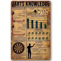 pc Vintage Tin Metal Darts Knowledge Sign  Wall Decorative Art Printing Poster Ideal for Coffee Shops Bars  Clubs 20x30cm（7.8x11.8inch）