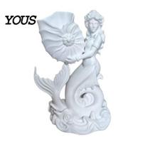 Creative Desktop Pen Holder 3D Printed Mermaid Conch Storage Ornament, Mini Decorative Hollow Tube Flowerpot, Organizer for Home Office Decor Coastal balta
