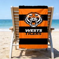 Wests Tigers Roar Strength And Pride Microfiber Beach Towel, Lightweight And Quick-Dry, for Summer Travel, Beach Essential, Swimming Pool Outdoor 70cmx140cm(27x55inch)