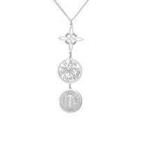 Trijų amuletų apsauginis karoliai moterims: Raganos mazgas, Pentagrama, Tetragrammatonas, Šv. Benedikto, Nerūdijančio plieno papuošalas beige